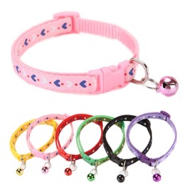 XXS Dog Collar with Bell,Soft Nylon Identification Pink Cat Collar Girl Puppy Collar with Bells Adjustable Buckle for XXS Xs Tiny Little Pet Female Dogs,Neck 7.5-12.5 Inch