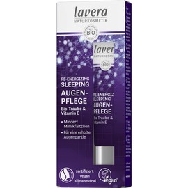 lavera Re-Energizing Sleeping Eye Care - Natural Cosmetics - Vegan - Organic Grapes & Vitamin E - Selected Power Active Ingredients - Reduces Expression Wrinkles - Moisturises - Paraben Free - 15 ml