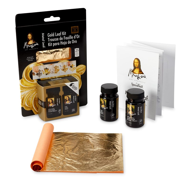 Speedball Mona Lisa Composition Gold Leaf Kit, Includes 25-Sheets, Adhesive
