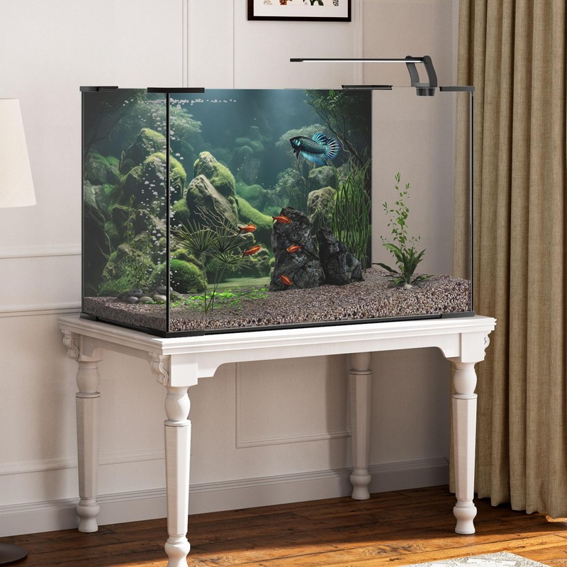 MIRRORANG 76x46cm Tropical Fish Tank Poster Backdrop River Bed &