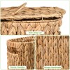 Livole 2-in-1 Wicker Water Hyacinth Toilet Paper Storage with Lid,