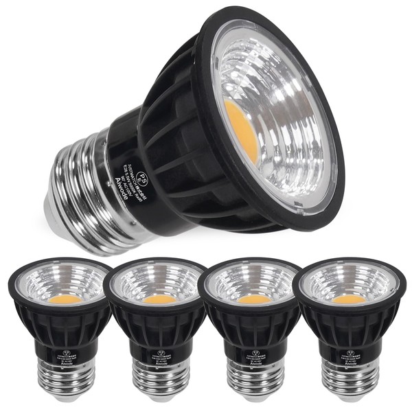 Aiwode E26 LED Spotlight, LED Bulb, E26 Base, 5.5W (60W Equivalent), Daylight White 5000K, CRI95, Brightness, 550lm, Non-Dimmable Wide Angle 90°, Insulated Material Body LED Bulb (Black, 5 Pack)
