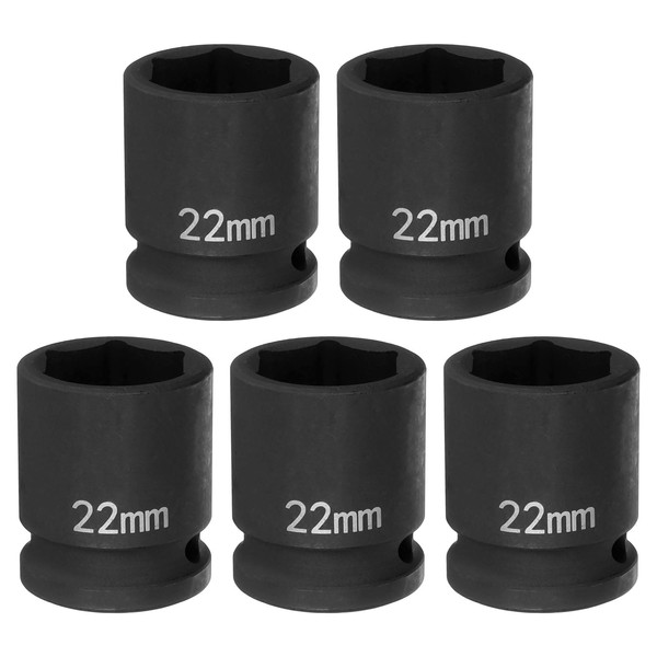 HARFINGTON 5pcs 6 Point Impact Socket 22mm Metric Socket 1/2"