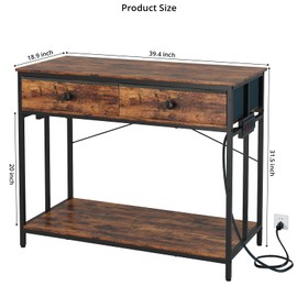 VOWNER 40 Gallon Aquarium Stand with Power Outlet, Metal Frame Fish Tank Stand with Cabinet Storage, Double Turtle Reptile Terrariums Tank Stand, 39.4" L*18.9" W Tabletop, 660LBS Capacity, Brown