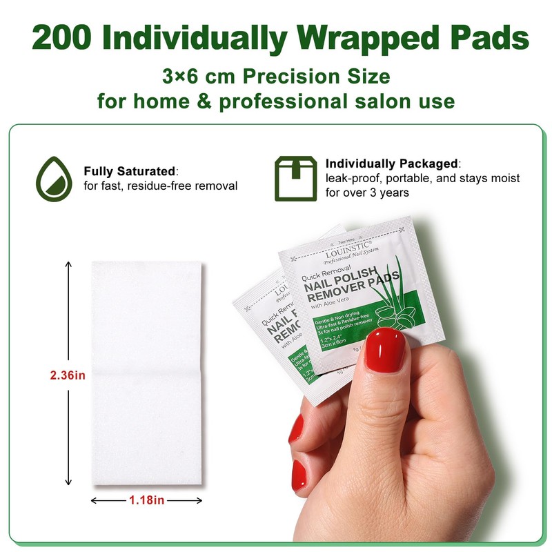 Nail Polish Remover Pads 200PCS with Aloe Oil & Nail