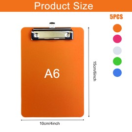 Mini Clipboard, 5 Pcs Small Clipboard, Letter Size Plastic Pocket Clipboard with Pen Holder Clip Colorful Clipboard Mini Clip Board Notepads Clipboard for Office Classroom Supplies(5 Color)