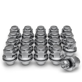 White Knight M12x1.25 Lug Nuts for Select Nissan and Infiniti, Factory Style Chrome Med Mag with Washer - 5306-20AM (20 Pack)