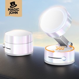 MagicJohn MAGIC JOHN Foldable 360° Magnetic Phone Stand Ultra-Stable, Anti-Slip, Perfect for Hands-Free - color: Pearl White-Upgraded (with 360° Rotating)