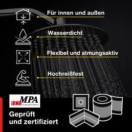 Isolbau 101B Tape Set - Sealing Set for Indoor and Outdoor Use Including 10 m Sealing Tape, 2 x Inner Corners and 2 x Wall Sleeves, Sealing Shower Bathroom Kitchen Wall Waterproof