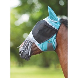 Deluxe Fly Mask with Nose Fringe (Full, Green)