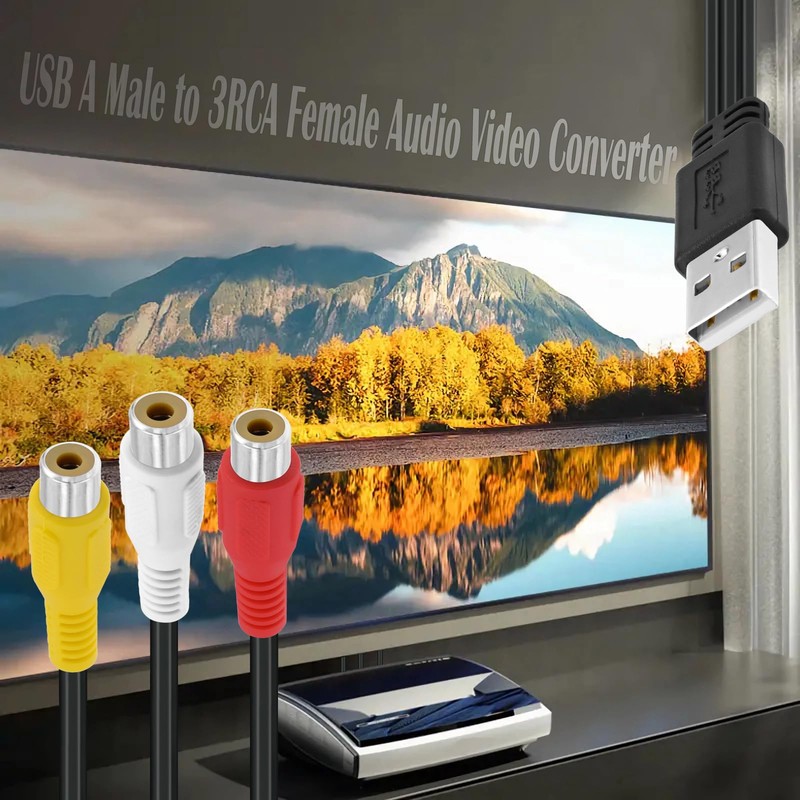 BENACES USB to 3RCA Cable, 1.5m/5Ft USB A Male to