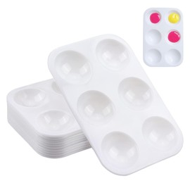 12 Pcs Paint Mixing Palette Tray, Mini Rectangular White Watercolour Palette with 6 Wells, Reusable Plastic Painting Palette for Painting Arts And Crafts Painting Craft Work Gouache| 8.3 X 12.0 cm