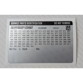 Réplica duplicada SPI PIEZAS DE SERVICIO IDENTIFICACIÓN Etiqueta Adhesiva para GM