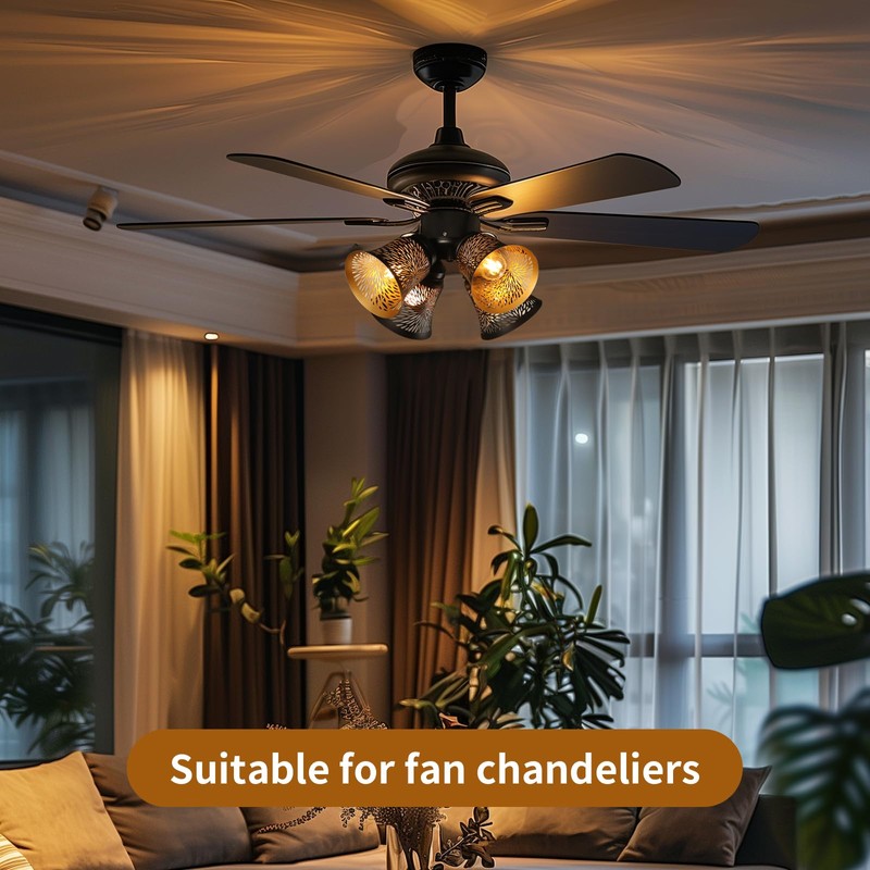 Ceiling Fan Replacement Globes, 4 Pack Chrysanthemum Pattern Fixture Replacement