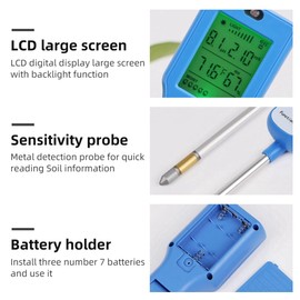 Aswalling Soil 6-in-1 PH Meter Multi-Function Digital Soil PH Meter Accurate Analyzer forGarden, Plants, Lawn