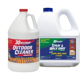 30 SECONDS Outdoor Cleaner Concentrate for Mold, Mildew, Algae and Lichen + Spray & Walk Away Concentrate - No Pressure Washing Required, for Siding, Decks, Vinyl, Roof, Fence, Patio