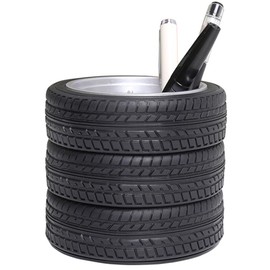 Tire Pen Holder,Fountain Pen Organiser,Table Ornaments,Stand Unique Novelty Pen,Learning Stationery Storage,for Desk,Home,Office Accessories