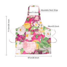 IHFAIO Floral Apron for Women with Pockets, 2Pcs Adjustable Canvas Apron for Cooking, Baking, Gardening, Crafts (Multi)