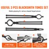 Happybuy Blacksmith Tongs, 18”, 3 PCS, V-Bit & More, Carbon