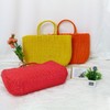 Large Size Woven Rattan Straw Beach Bag Basket Green Beach Bag 2ea