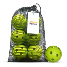 cwujoayiz,Indoor/Outdoor Pickleball Balls,26/40 Holes,6/12 Pack,High Bounce and Durability,for All Ages and Level,with Mesh Bag,Olivine/Green (26 Holes,6 Pack,Olivine)