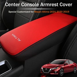 LEXLEY Armrest Box Cover Center Console Pad Waterproof Anti-Scratch Leather Protector Covers For Nissan Altima 2019 2020 2021 2022 2023 2024 2025-Black+Red