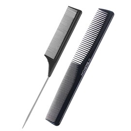 GENC BÉAUTY Styling Comb Professional Dual Side Cutting Comb, Fine and Wide Tooth for Barber & Hairstylist, 2 pcs Comb Set Multifonctional for Cutting Styling Hairdressing Detangling (Black Comb Set)