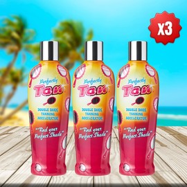 Tan Tanning Perfectly Accelerator Lotion 3 Pack – 250ml Each | Ultra-Hydrating Indoor/Outdoor Formula with Aloe Vera, Sunflower & Monoi de Tahiti Oil | Includes Detangling Hair Brush