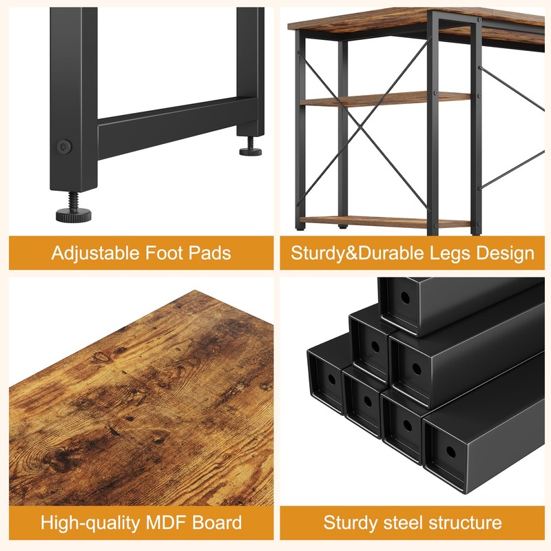 Grandder L Shaped Computer Desk with Reversible Shelves, 40 Inch