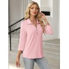 TICTICMISS Women's 3/4 Length Sleeve Tops Collared V Neck T
