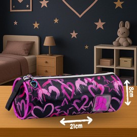 Julian Ross Children's Tombolino Pencil Case - Pencil Case Top School Boys and Girls - 21 x 8 cm - Zip - Durable Polyester - Gift Idea, starsandhearts, tombolino