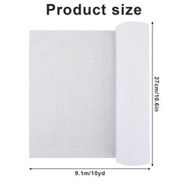 Woven Cotton Iron-On Fusible Interfacing, 10.6in x 10yd Medium Weight Fusible Interfacing Fabric Single-Sided Interfacing 100% Cotton Iron-On Interfacing for Dress Shirts DIY Crafts Supplies, White