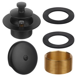 GZJoSum Brass Bathtub Drain Kit,Matte Black Lift and Turn Tub Drain Kit with Single Hole Overflow Faceplate