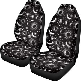ZIATUBLES Car Seat Cover for Men and Women, Asterism Moon Star Print, Non-Slip, Washable, Car Accessories for Most SUV, Truck, Van, Sedan, 2 Pack