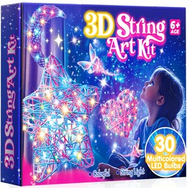Hapikids Craft Kits for Kids, Arts and Crafts for Kids Toy Age 9 10 11 Year Old Girls Birthday Presents for 6 7 8 9 Year Olds Boys Toys Age 8 9 10 3D String Art Kit Glow DIY Lantern Light Girl Gifts