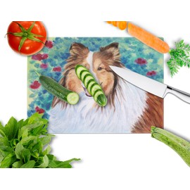 Caroline's Treasures 7424LCB Sheltie Glass Cutting Board Large, 12H x 16W, multicolor