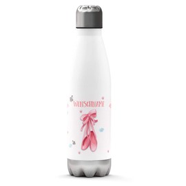 Sunnywall Premium Edelstahl-Thermosflasche mit Wunschnamen individuell personalisiert kalt & heiß Thermoskanne Isolierflasche Trinkflasche Wasserflasche Campingflasche (Ballerinas - Ballett Schuhe)