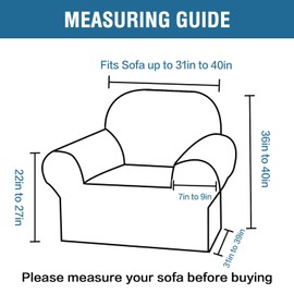 H.VERSAILTEX Armchair Cover Stretching Skid Resistance Couch Cover for Dogs Washable, Thick and Durable Soft High Spandex Jacquard Sofa Covers, Form Fitted Chair Slipcover(Armchair 31"-40", Ivory)