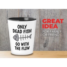 Fisher Shot Glass 1.5 oz - Man And Fish Are Alike They Both Get - Fish Lovers Fisherman River Flounder Net Guppy Blobfish Aquarium