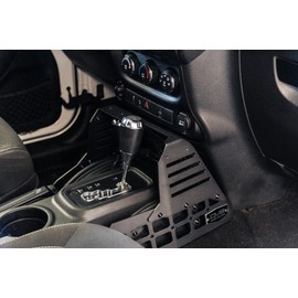 DV8 Offroad Center Console Molle Panels & Device Bridge for The 2007-2018 Jeep Wrangler JK | Manual & Automatic Transmissions | Mounts for Device Holders for Phones, GPS, CB/Ham Radio, Tablet, etc