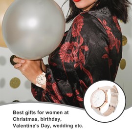 UKCOCO Stylish Watch Casual Women's Watch Fashion PU Leather Strap Wrist Watch Quartz Watch for Women Girls (White), White, Strap.