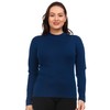 100% Merino Wool Long Sleeve Midweight Mock Neck - Warm