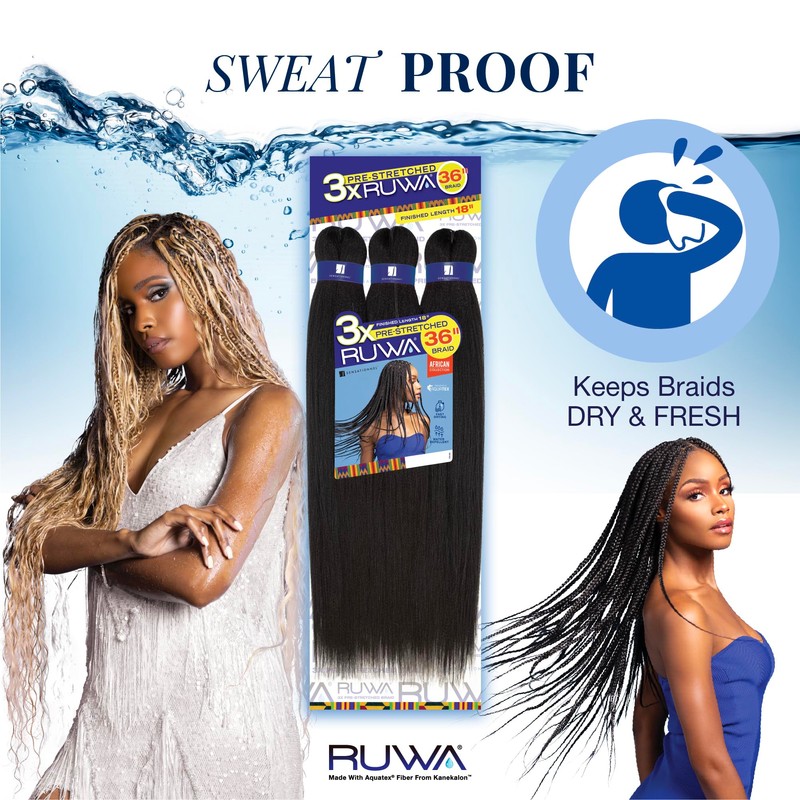 Sensationnel Ruwa prestretched braiding hair - 3x 36 inch water