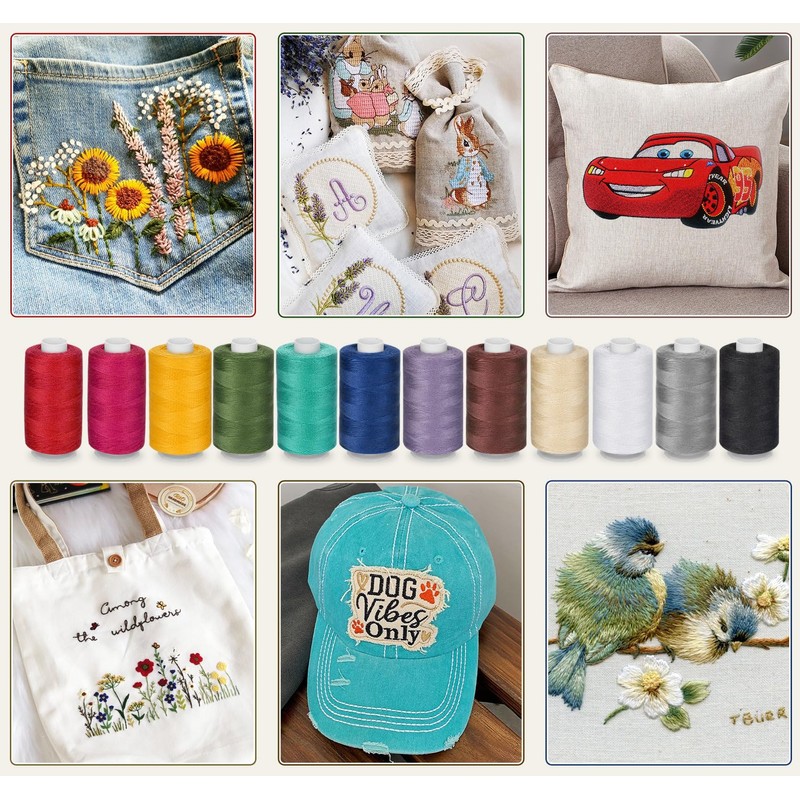 ilauke Sewing Thread - 1000 Yard Black Polyester Thread for