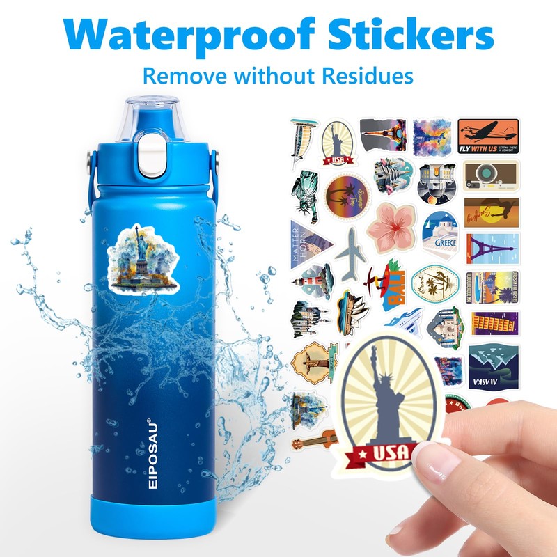 EIPOSAU Insulated Water Bottle with Lid & Boot & Stickers,