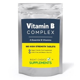 Vitamin B Complex 180 Tablets (6 Month Supply) - Contains All Eight B Vitamins in 1 Tablet, Vitamins B1, B2, B3, B5, B6, B12, Biotin & Folic Acid