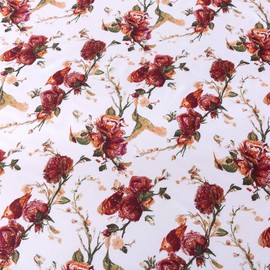 Tache Floral Hummingbirds Burgundy Ivory Antique Vintage Farmhouse Spring Country Rustic Microfiber Rose Garden Sheet Set Full