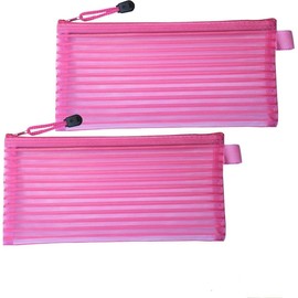 Zipper Mesh Pouch Pencil Pouch Pen Bag, 2Pcs Multi Purpose Zip Mesh Bag Categories Small Makeup Bag Billing Pouch,Zipper Mesh Pouch Pencil Pouch Pen Bag,Zipper Mesh Pouch Pencil Pouch Pen Bag,Pink