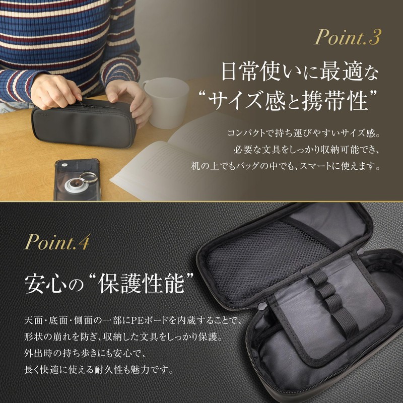 ARASAWA Pen Case, Pencil Case, Pen Pouch, Simple, Large Capacity,
