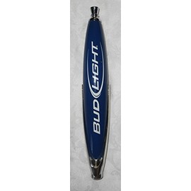Bud Light Beer Pub Style Tap Handle - Blue w/ White Lettering & Chrome Accents Base- 12" Tall